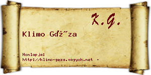 Klimo Géza névjegykártya